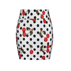 High Waist Retro Dot Print Bodycon Skirt N17714