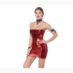Sexy Strapless Bodycon Mini Dress With Sequins N17715