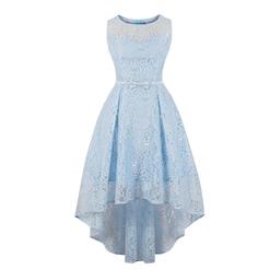 Elegant Round Neck Sleeveless Lace Asymmetrical Evening Party Dress N17719