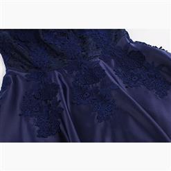 Elegant Round Neck Sleeveless Lace Splicing Asymmetrical Evening Party Dress N17720