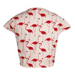 Sexy Flamingo Print Short Sleeve Deep V Neck Lace-up Crop Top N17727