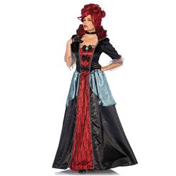 Women's Vampiress Adult Costume, Hot Sale Halloween Adult Costume, Fashion Scary Cosplay Costume, Sexy Red Vampiress Cosplay Costume, Women's Renaissance Costumes, #N17840
