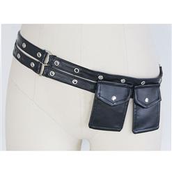 Faux Leather Wasit Belt, Punk Style Corset Cinch Belt, Steampunk Wasit Belt for Women, Waist Cincher Belt Black, Elastic Pocket Corset Waist Belt, #N17912
