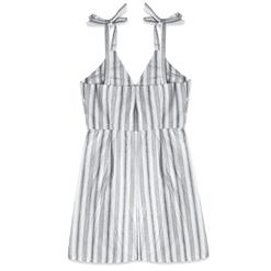 Fashion Deep V Neck Thin Stripe Side Tie Mini Dress N17966