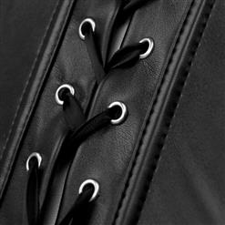 Steampunk Black Faux Leather Steel Bone Waistcoat Overbust Corset N18015