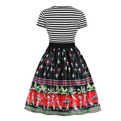 Fashion Round Neck Short Sleeves Exotic Printed A-Line Dress N18035