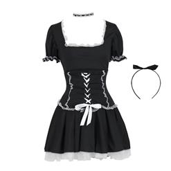 Sexy French Maid Dress Corset and Dress Sets Adult Halloween Cosplay Costume N18182