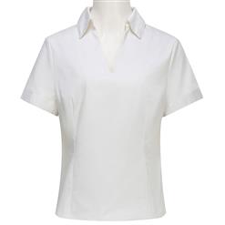 Top for Women, Short Sleeve V- Neck Top, White Cotton Blouse, Women's Casual White Top, Fashion Blouse, #N18190