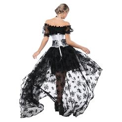 Gothic Off Shoulder Crop Top with Underbust Corset High Low Skirt Sets N18223