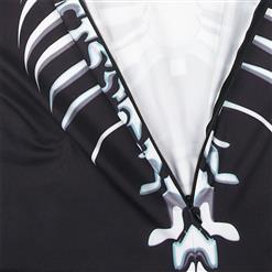 Scary Skull and Red Roses Printed Unitard 3D Digital Printed Skeleton Bodysuit Halloween Costume N18234