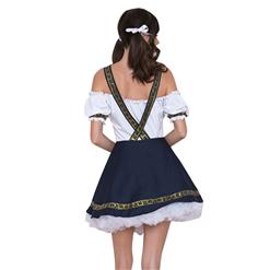 Deep Blue Women's Off Shoulder A-dress Cross Straps Oktoberfest Costume N18246