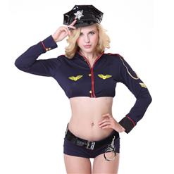 Sexy Policewoman Uniform Adult Crop Top and Shorts Set Cop Cosplay Costume N18248