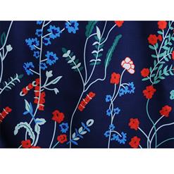 Vintage Round Neckline Butterflies and Flowers Print Long Sleeves High Waist Evening Dress N18289