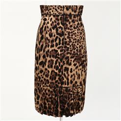 Women's Fashion Leopard Print High Waist Slim-fitting Midi Barrel Skirt N18433