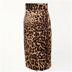 Women's Fashion Leopard Print High Waist Slim-fitting Midi Barrel Skirt N18433