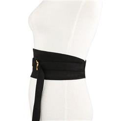 Fashion Black Faux Suede Leather Wide Waist Cincher with Adjustable Belt and Alloy Buckle Waist Belt N18444