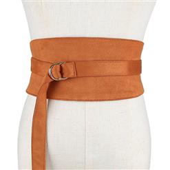 Fashion Camel Faux Suede Leather Wide Waist Cincher with Adjustable Belt and Alloy Buckle Waist Belt N18446