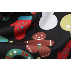 Fashion Round Neckline Christmas Tree Decorations Pattern Printed Sleeveless High Waist Swing Dress N18569