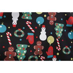Fashion Round Neckline Christmas Tree Decorations Pattern Printed Sleeveless High Waist Swing Dress N18569