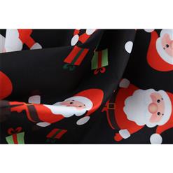 Fashion Santa Claus Pattern Patchwork Long Sleeves Round Neckline High Waist Christmas Midi Dress N18575