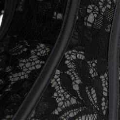 Sexy Victorian Black Floral Lace Zipper Closure Waist Cincher Underbust Corset with Garters  N18603