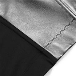 Sexy Silver Metallic PU Spaghetti Straps Bustier Bra Corset Clubwear Crop Top N18606