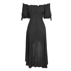 Sexy Gothic Black Ruffled Off-shoulder Vampire High Waist High-low Dress N18685