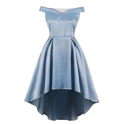Sexy Off-shoulder Evening Dresses, Women's Evening Dress, Asymmetrical Evening Dresses, High Waist Evening Dress, Elegant  Light Blue Party Dress, #N18698