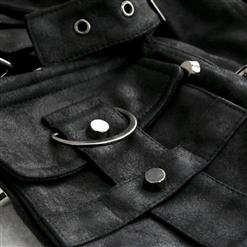 Gothic Black Leather One-shoulder Steampunk Rivet Embellished Shrug N18754