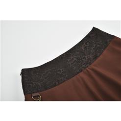 Victorian Gothic Multi-layered Asymmetrical Hemline High Waist Skirt with PU Leather Pocket Belt Set N18792