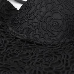Sexy Black Rose Lace Bustier Corset Crop Top N18815