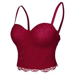 Sexy Wine Rose Lace Bustier Corset Crop Top N18816