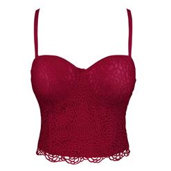 Sexy Wine Rose Lace Bustier Corset Crop Top N18816