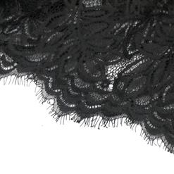Sexy Black Sheer Floral Lace Low-cut High Waist Stretchy Teddies Lingerie N18840