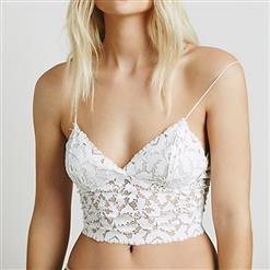 Sexy Sheer Floral Lace Low-cut Spaghetti Straps Lingerie Bra Crop Top N18912
