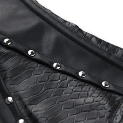 Steampunk Black Snakeskin Embossed Rivet Detail Waist Cincher Underbust Waistcoat Corset N19018
