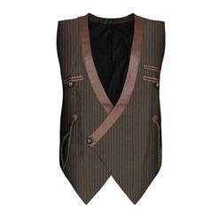 Steampunk Vest for Men, Men's Gothic Retro PU Waistcoat, Sexy Clubwear for Men, Halloween Costumes, Men's Sexy Costume, Men's Corset, Sexy Club Wear for Men, #N19046