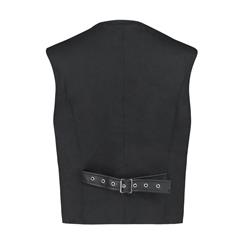 Mens Steampunk Faux Leather Waistcoat Buckles V Neck Party Vest N19047