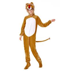 Unisex Funny Lion Furry Animal Circus Bodysuit Cosplay Pajamas Halloween Costume N19426