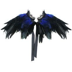 Victorian Gothic Blue Feather Cloak One-piece Lace-up Shawl Corset Accessories N20202