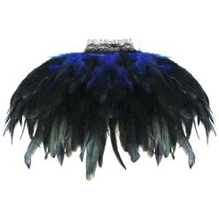 Victorian Gothic Blue Feather Cloak One-piece Lace-up Shawl Corset Accessories N20202
