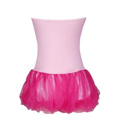Pretty Pink Pixie Strapless Lace-up Mesh Mini Dress Costume with Wings N2131