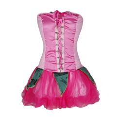 Pretty Pink Pixie Strapless Lace-up Mesh Mini Dress Costume with Wings N2131
