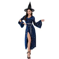 Sultry Long Blue Split Sorceress Costume N22301