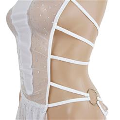 White Mesh Sexy Long Gown N2252