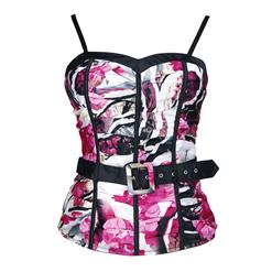 Sexy Gallus Floral Print Corset with Belt N2337