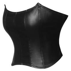 Women's PU Leather Bandeau Adjustable Straps Corset Cropped Top N23513