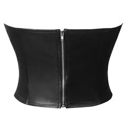 Women's PU Leather Bandeau Adjustable Straps Corset Cropped Top N23513