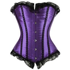 Satin Corset, Satin Ruffled corset, Corsets, Purple Corset, #N2684