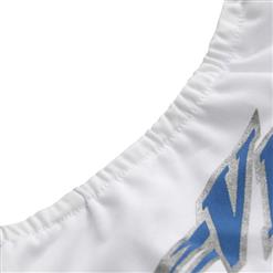 Sexy Blue & White Sleeveless Racing Girl Irregular Hem One-piece Shorts N2862